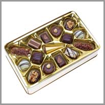 кутия шоколадови бонбони